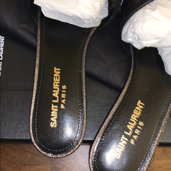 BNWB YSL Tribute Metallic Black Sandals - Picture 2 of 9